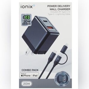 NEW! lonix 20W Wall Charger with 2-in-1 Cable 20W USB-C Charger Combo Pack
